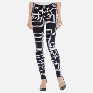 J Brand Black and White Geometric Skinny Jeans